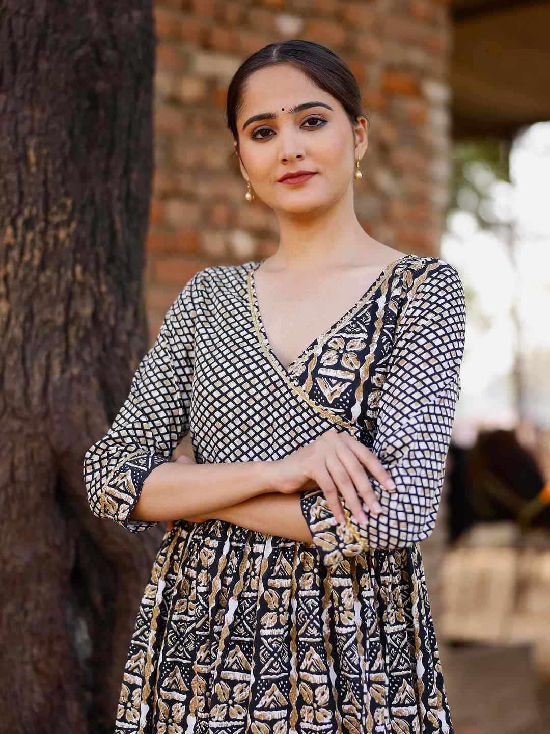Flared Printed Viscose Rayon Dress - Image 4