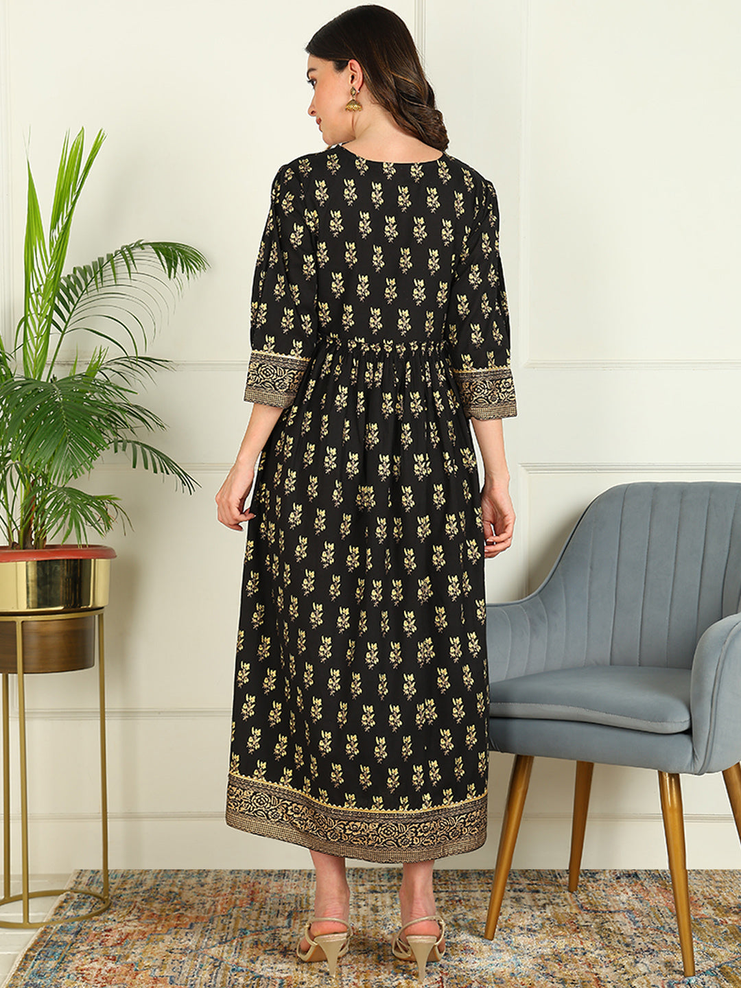 Flared Printed Viscose Rayon Dress - Image 2