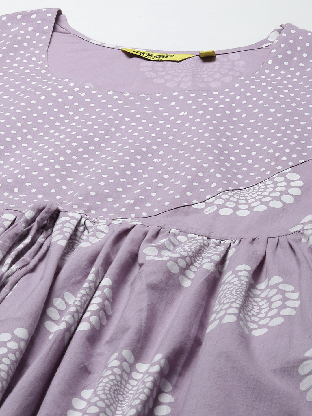 Printed Pure Cotton Above Knee Round Neck Kurta Set - Image 5