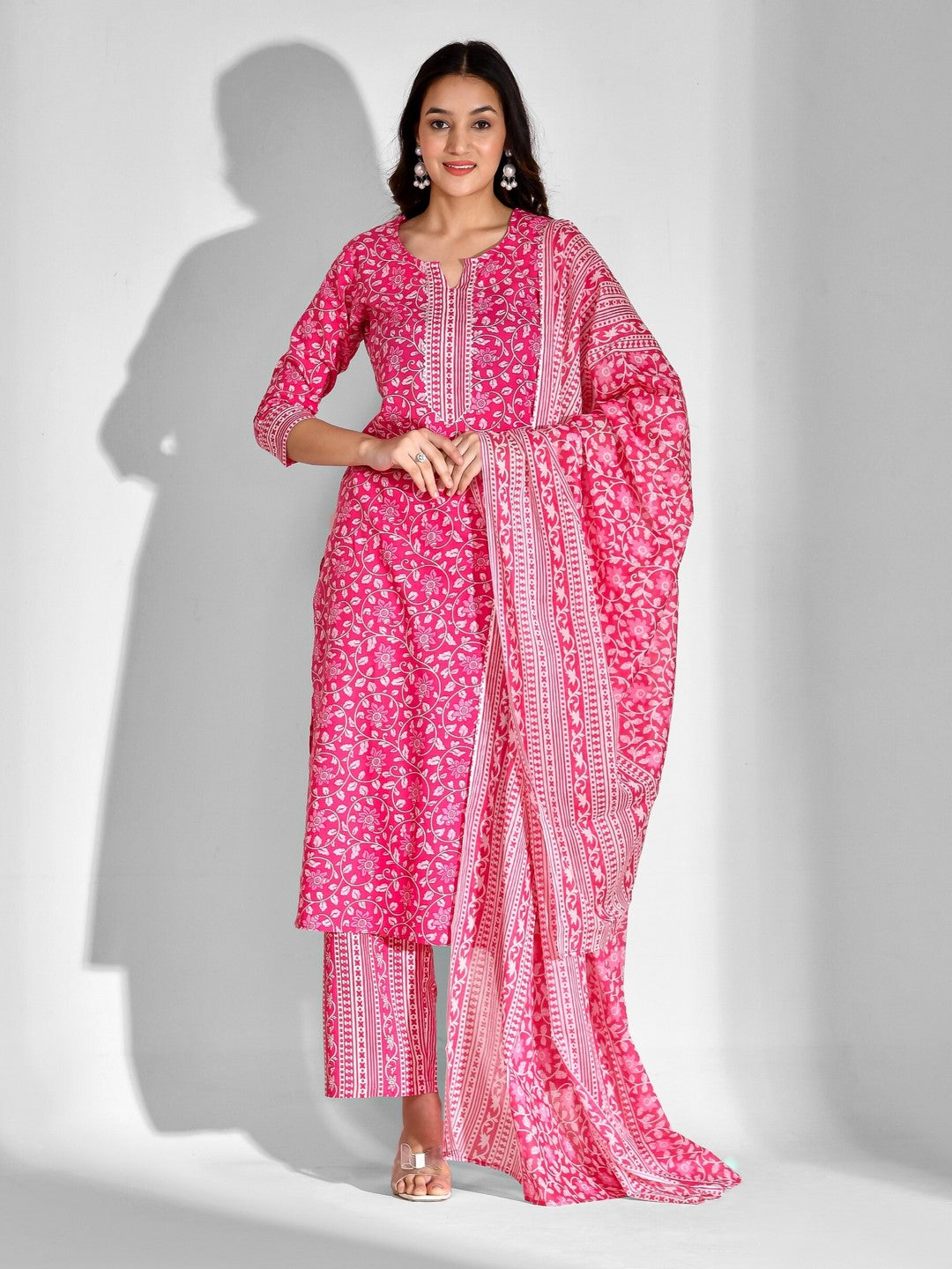 Pure Cotton Floral Round Neck Kurta Set - Image 5