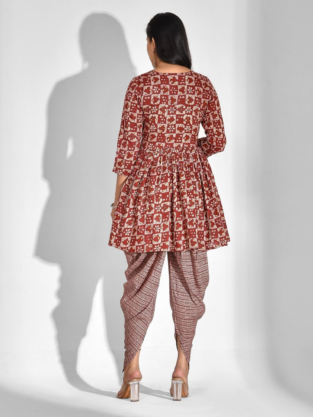 Viscose Rayon Geometric Tie-up Kurta Set - Image 2