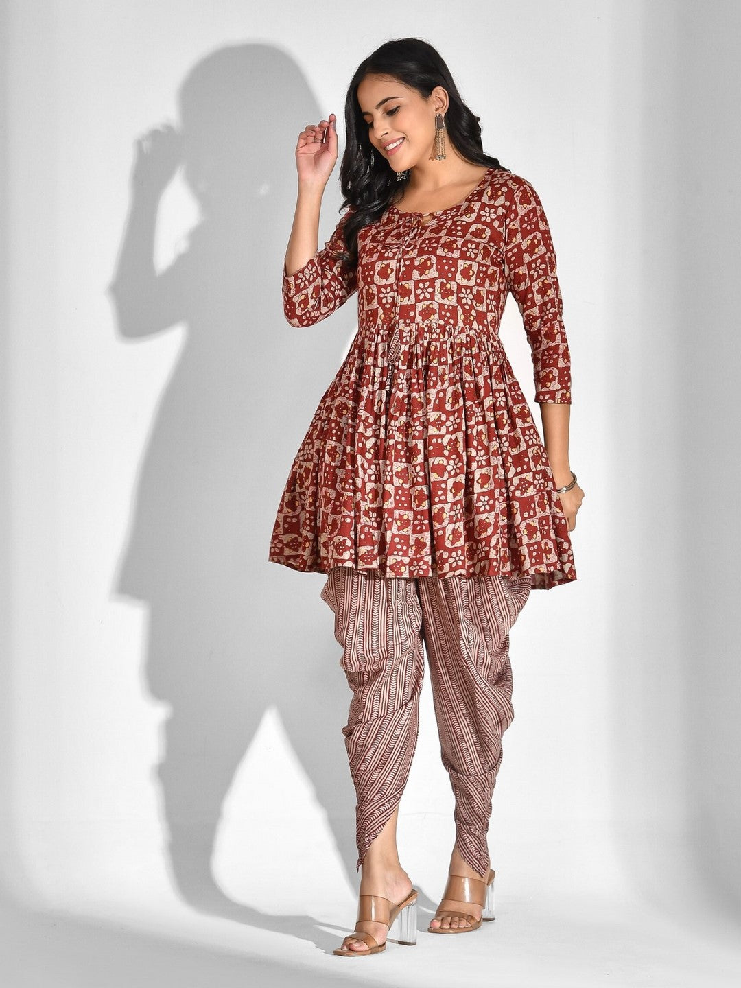 Viscose Rayon Geometric Tie-up Kurta Set - Image 3