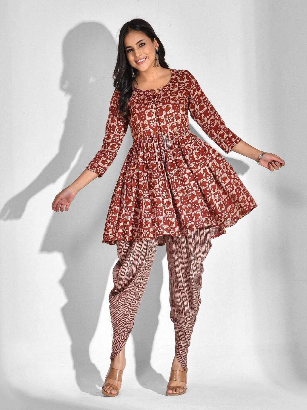 Viscose Rayon Geometric Tie-up Kurta Set - Image 4
