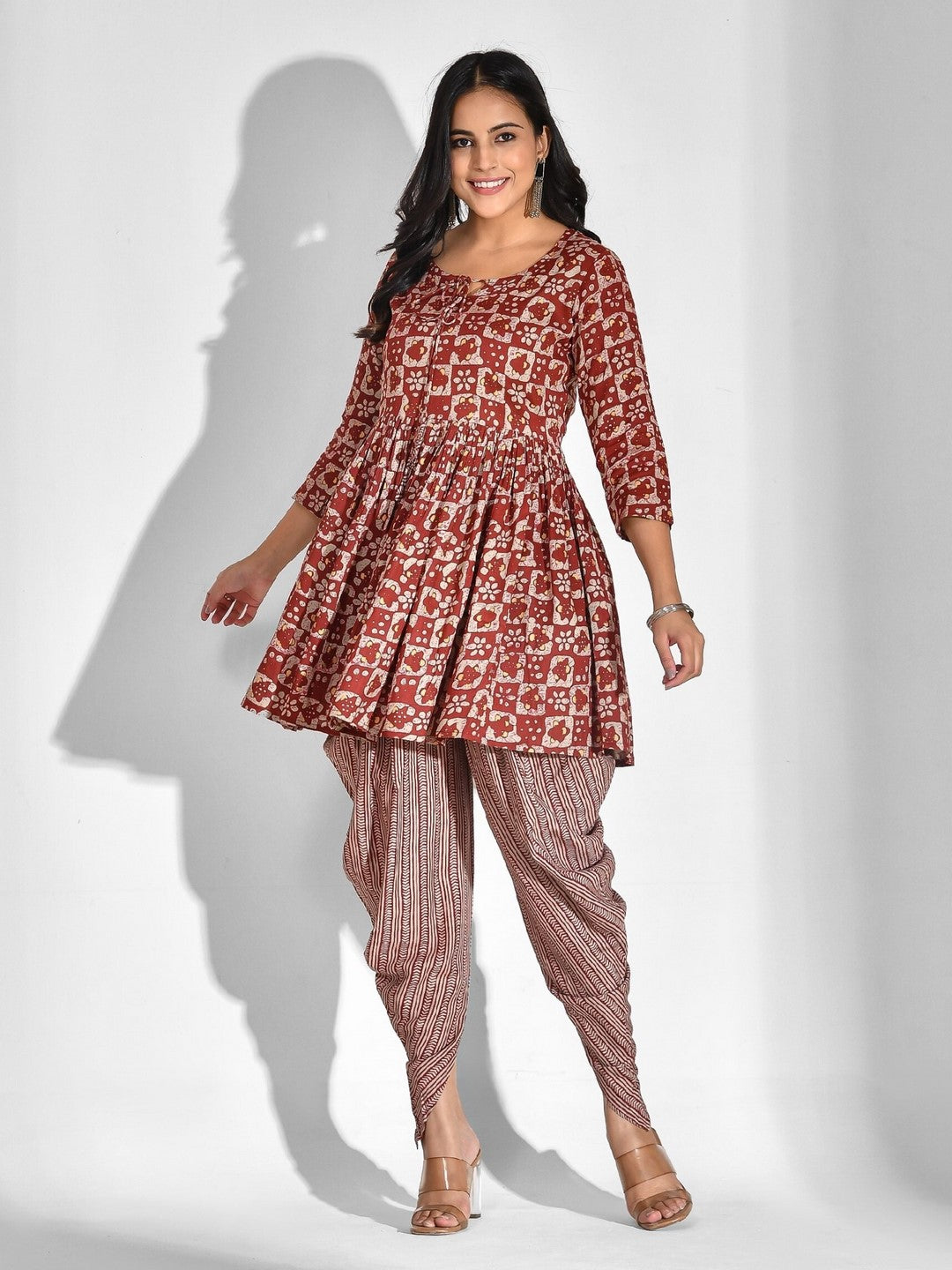 Viscose Rayon Geometric Tie-up Kurta Set - Image 5