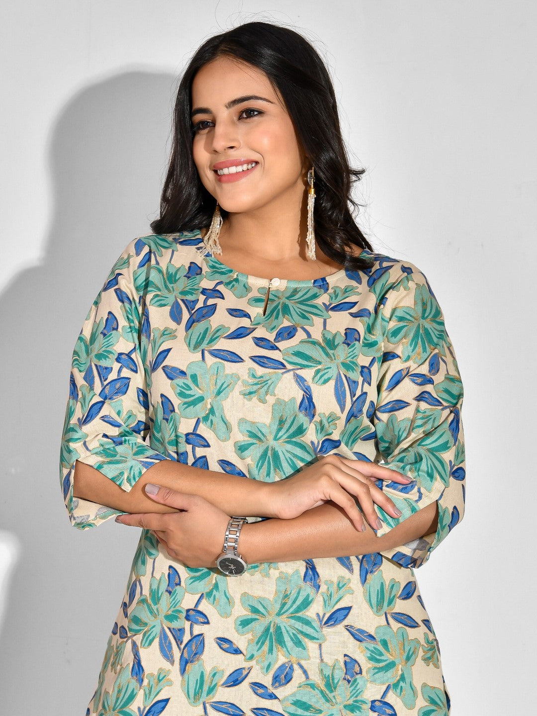 Printed Pure Cotton 3/4 Sleeve Kurta And Palazzo Set - Image 3