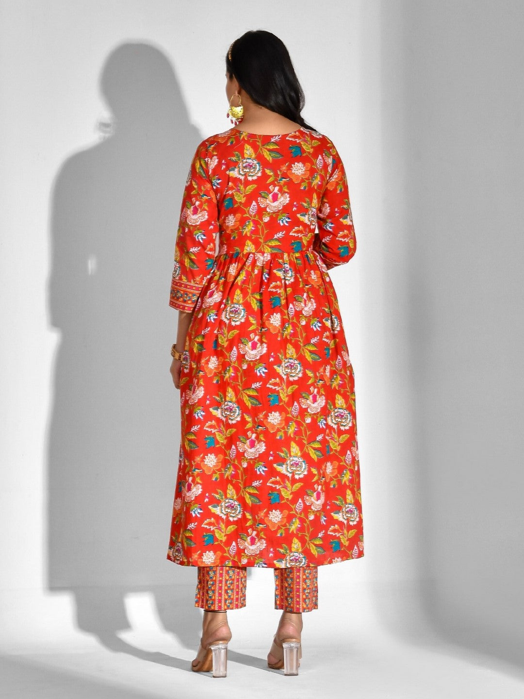 Printed Pure Cotton 3/4 Sleeve Kurta And Trouser Set With Dupatta - Image 2