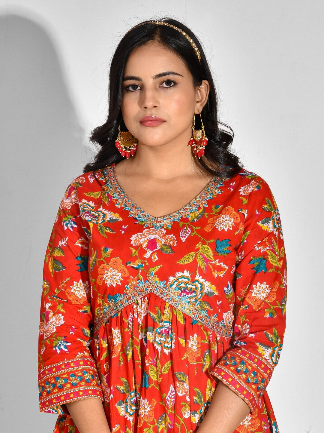 Printed Pure Cotton 3/4 Sleeve Kurta And Trouser Set With Dupatta - Image 4