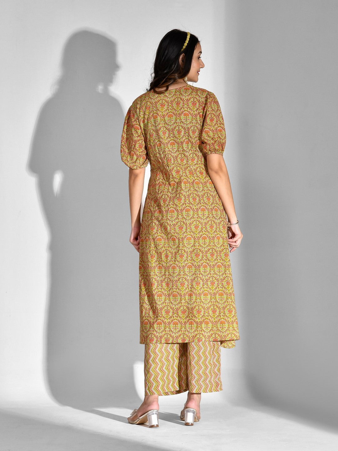 Printed Pure Cotton Short Sleeve Kurta And Palazzo Set - Image 2