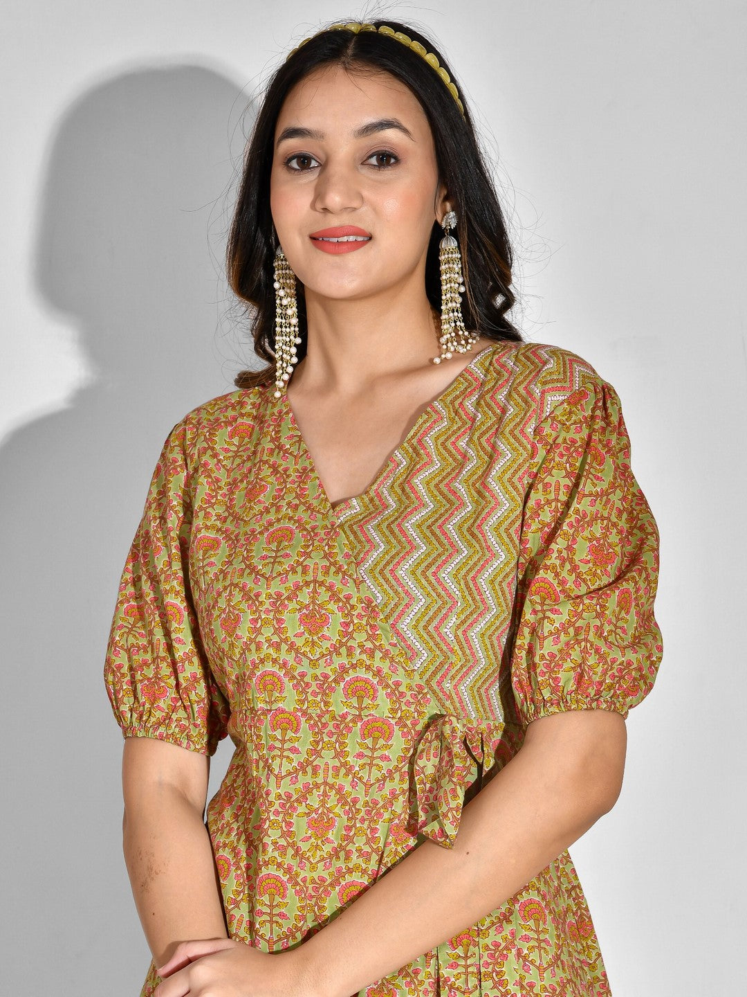 Printed Pure Cotton Short Sleeve Kurta And Palazzo Set - Image 4