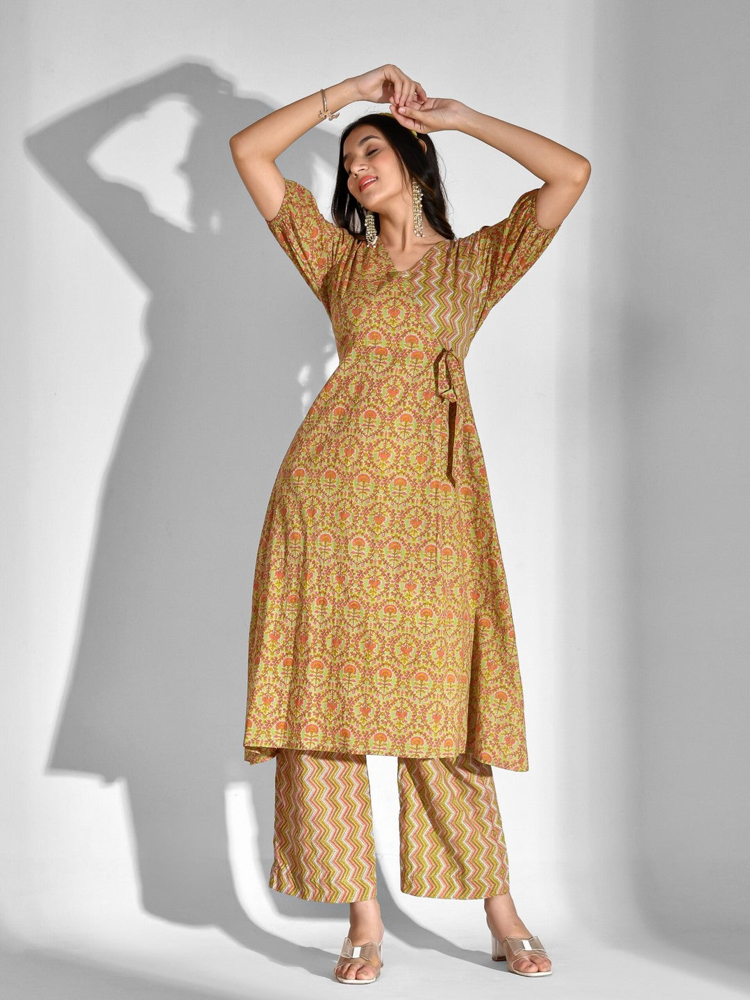 Printed Pure Cotton Short Sleeve Kurta And Palazzo Set - Image 6