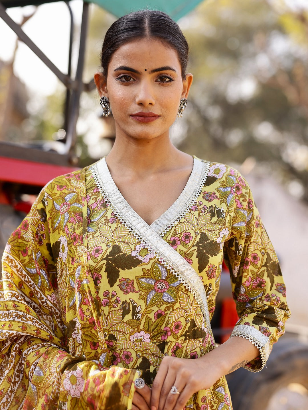 Printed Pure Cotton 3/4 Sleeve Kurta And Trouser Set With Dupatta - Image 4