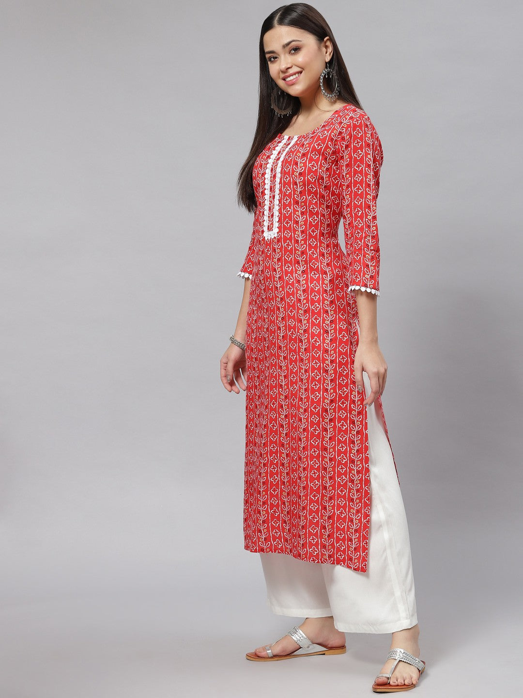 Straight Floral Print Viscose Rayon Kurta - Image 3