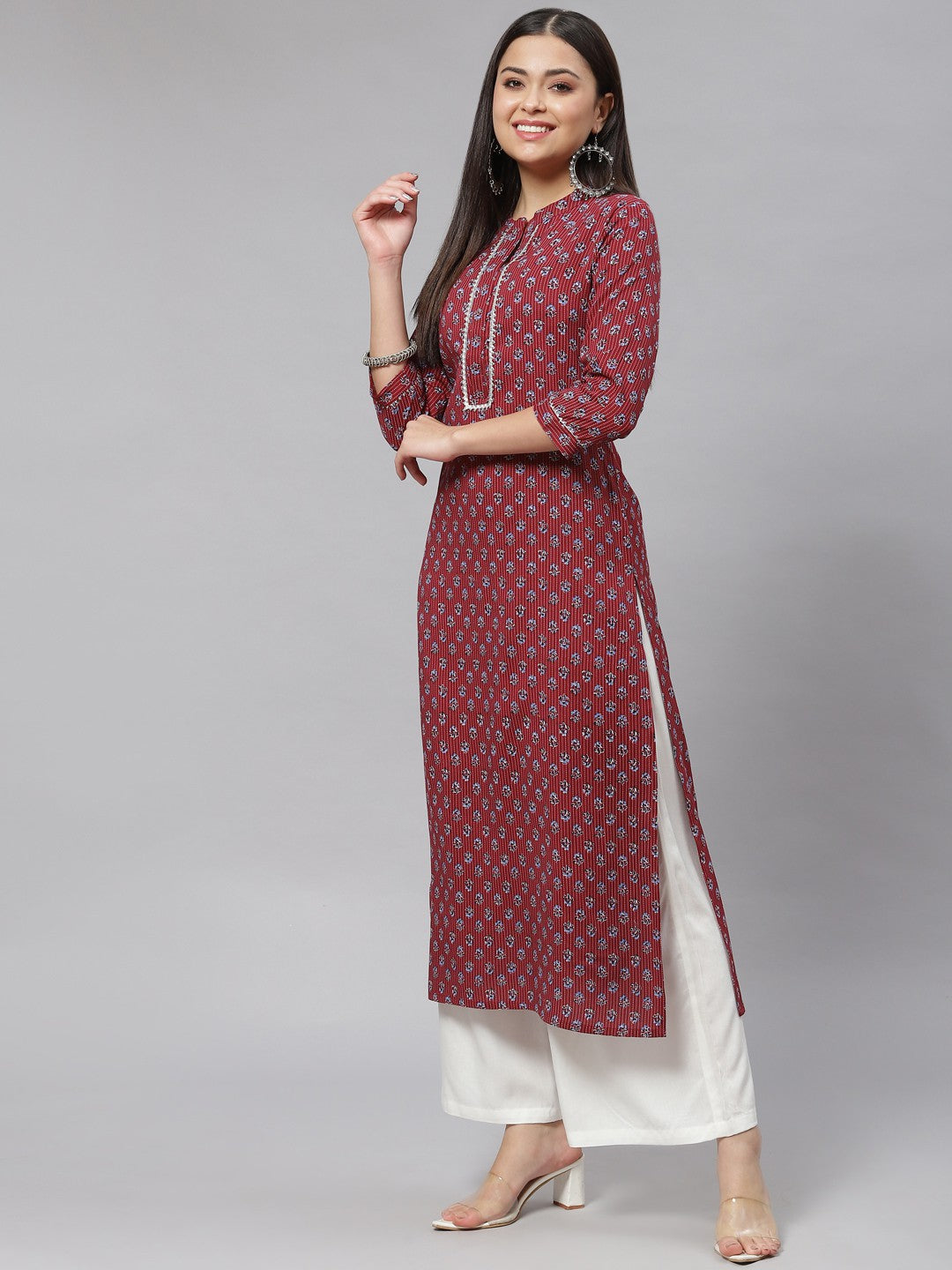 Straight Floral Print Viscose Rayon Kurta - Image 3
