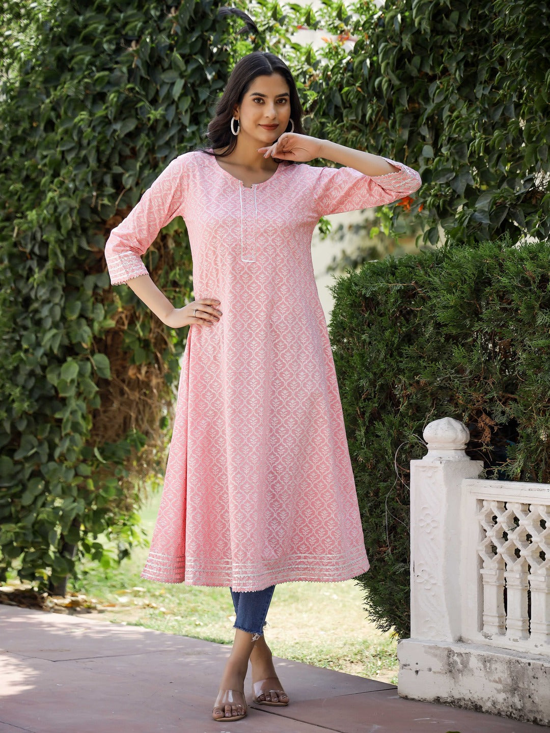 Anarkali Printed Pure Cotton Kurta - Image 4