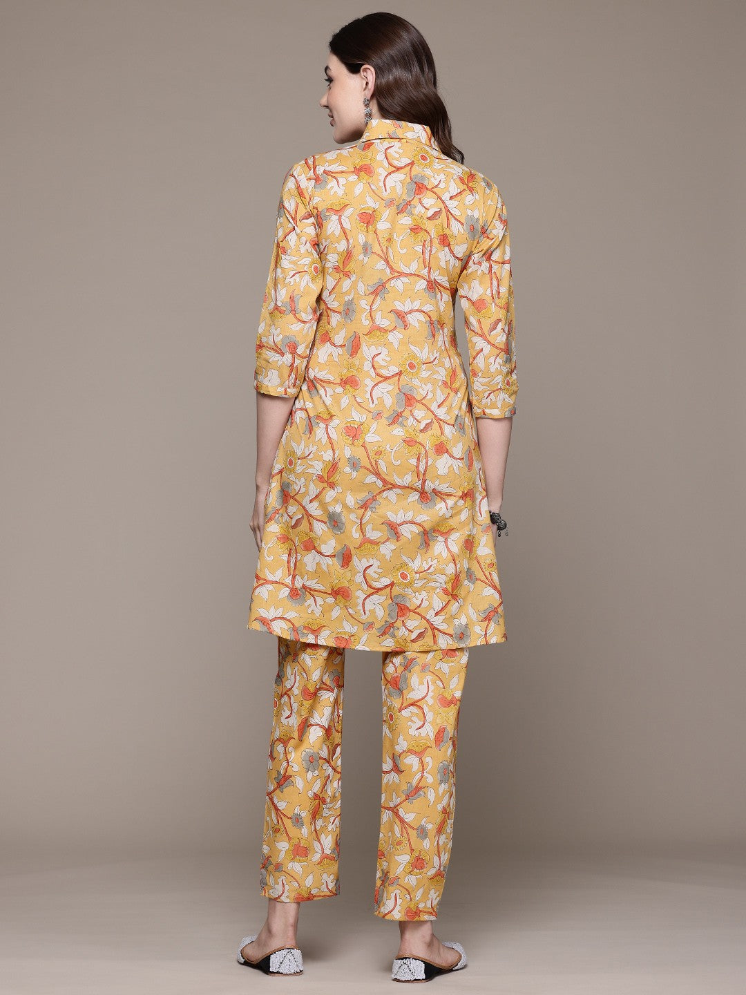 A line style Cotton fabric Mustard color Co-ord set - Image 4