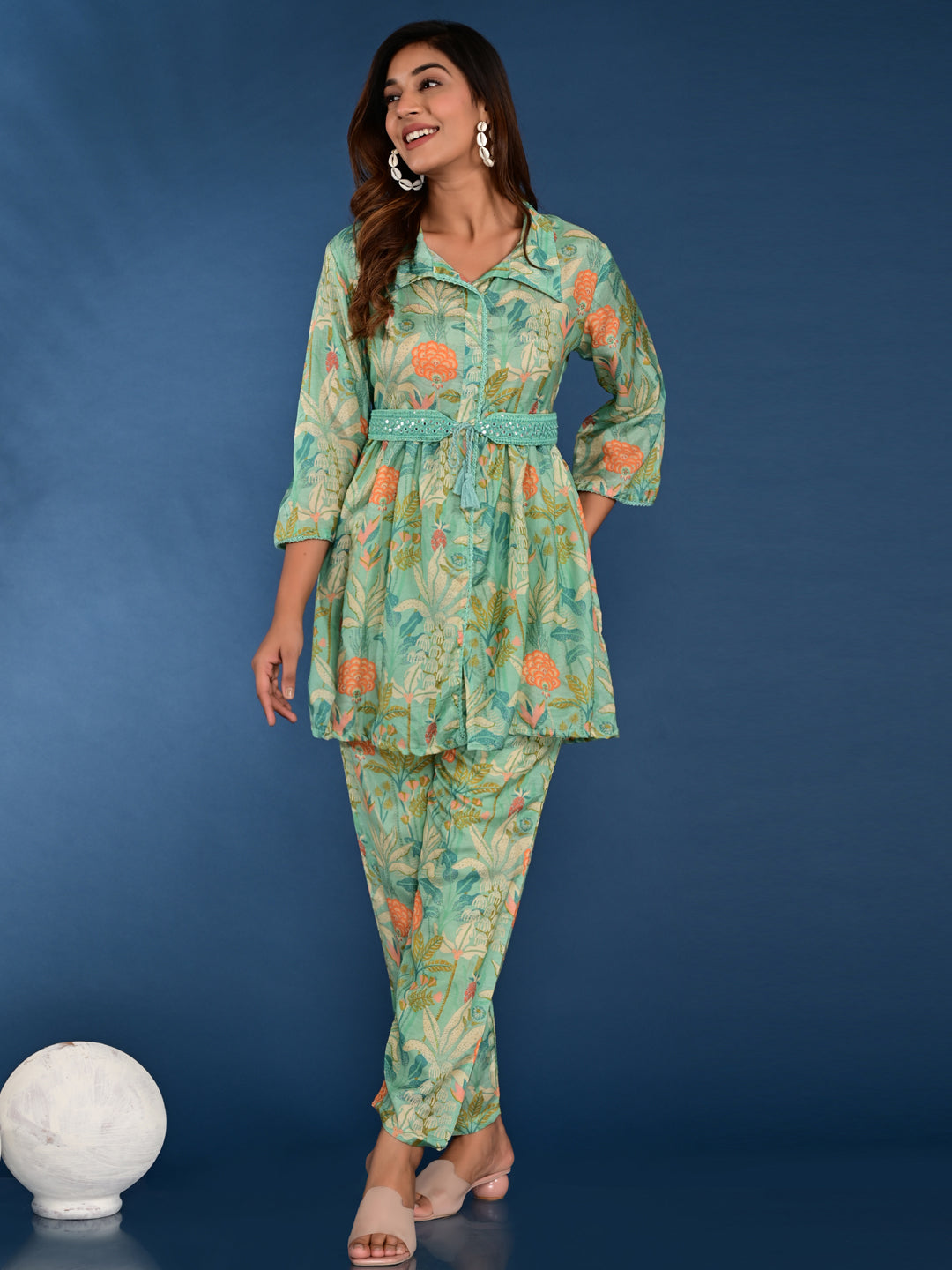 Anarkali Style Silk Fabric Green Color Printed Kurta And Bottom - Image 4