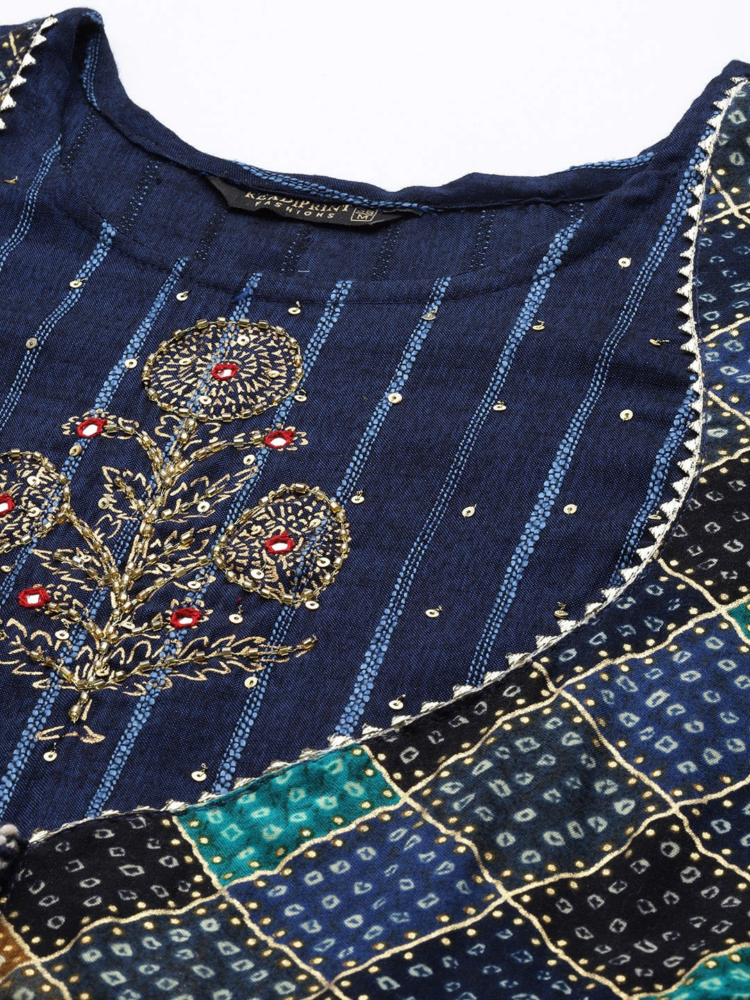 Navy Blue Color Rayon Fabric Panelled Gown - Image 4