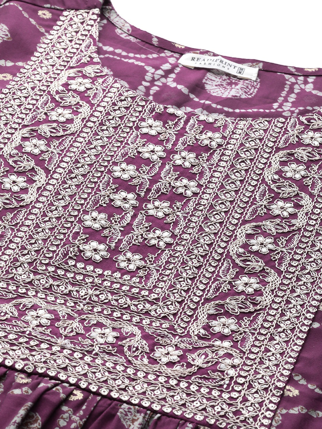 Maroon Color Art Silk Fabric Tiered Dress - Image 4