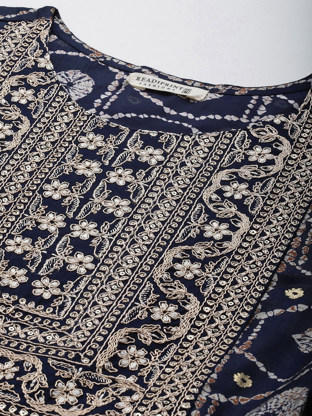 Navy Blue Color Art Silk Fabric Tiered Dress - Image 4