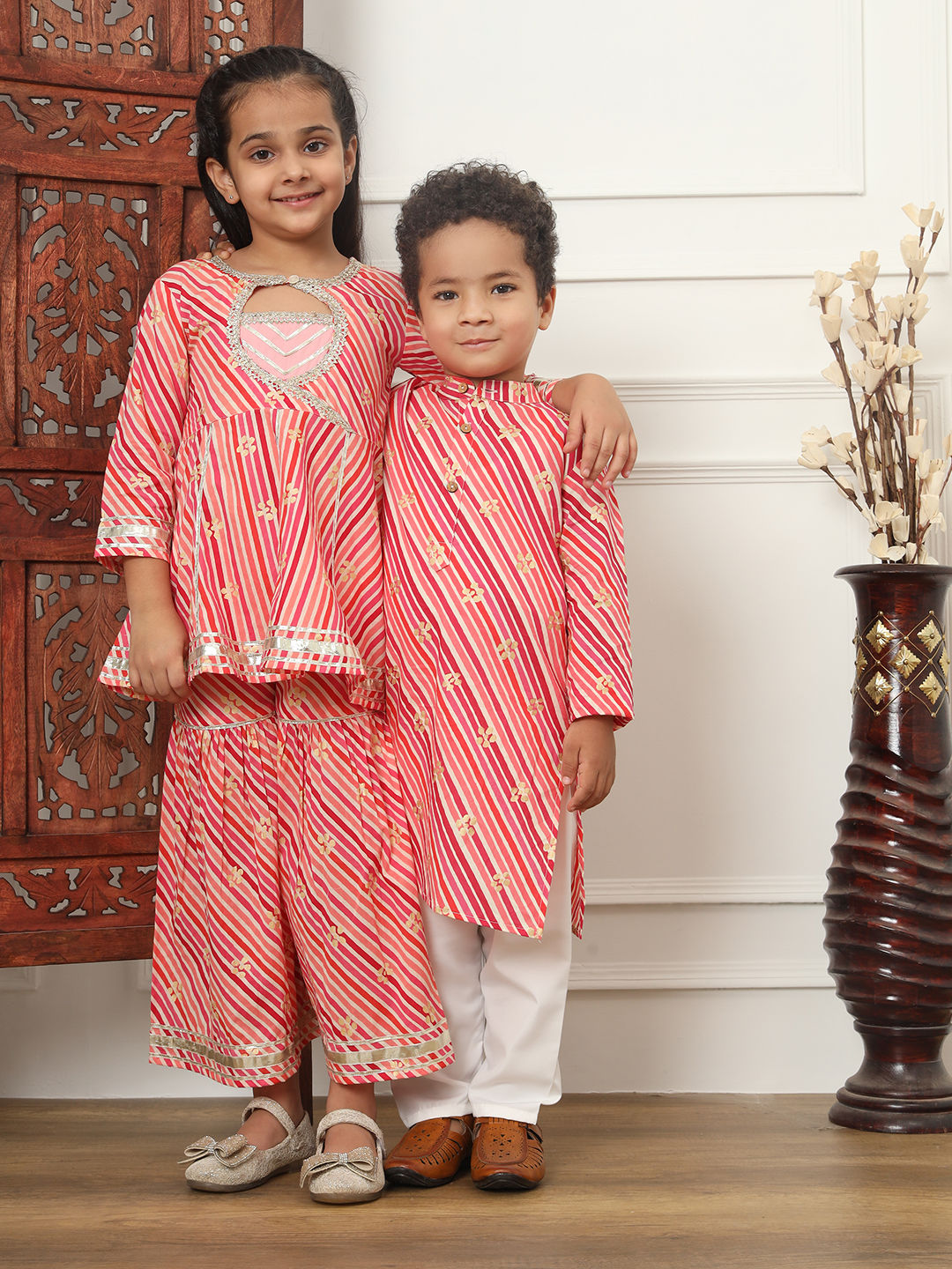 Frock Style Cotton Fabric Maroon Color Kurti And Sharara