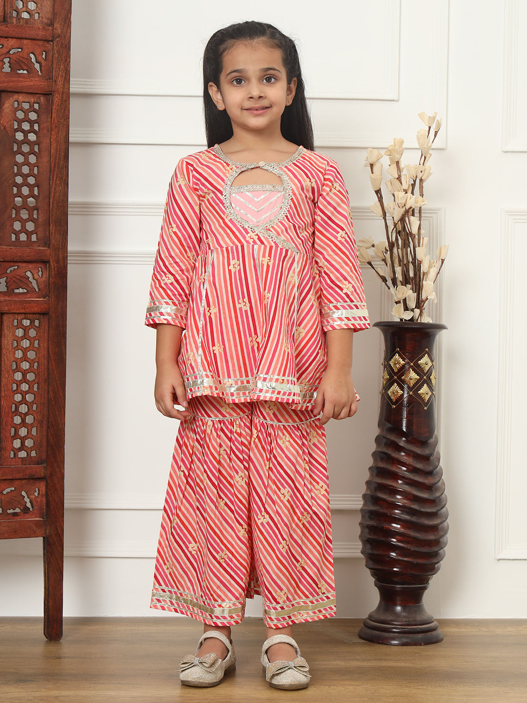 Frock Style Cotton Fabric Maroon Color Kurti And Sharara - Image 3