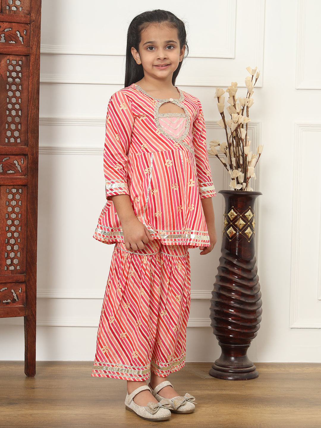 Frock Style Cotton Fabric Maroon Color Kurti And Sharara - Image 5