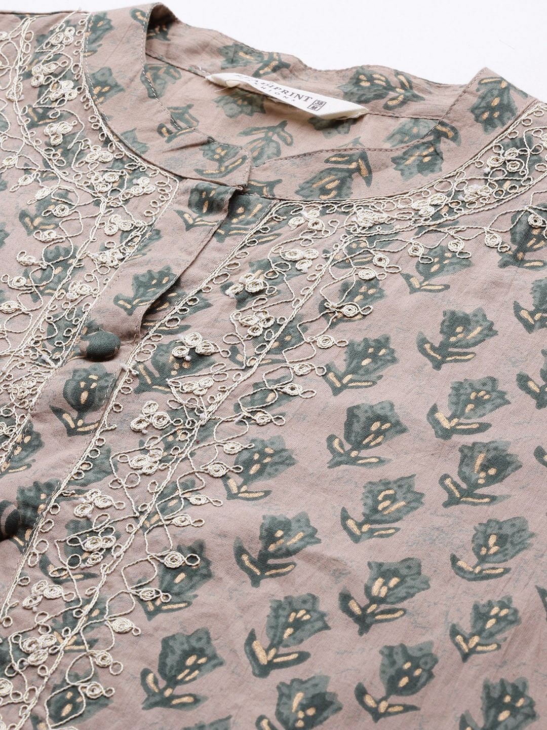 Straight Style Cotton Fabric Green Color Kurti Bottom & Dupatta - Image 2