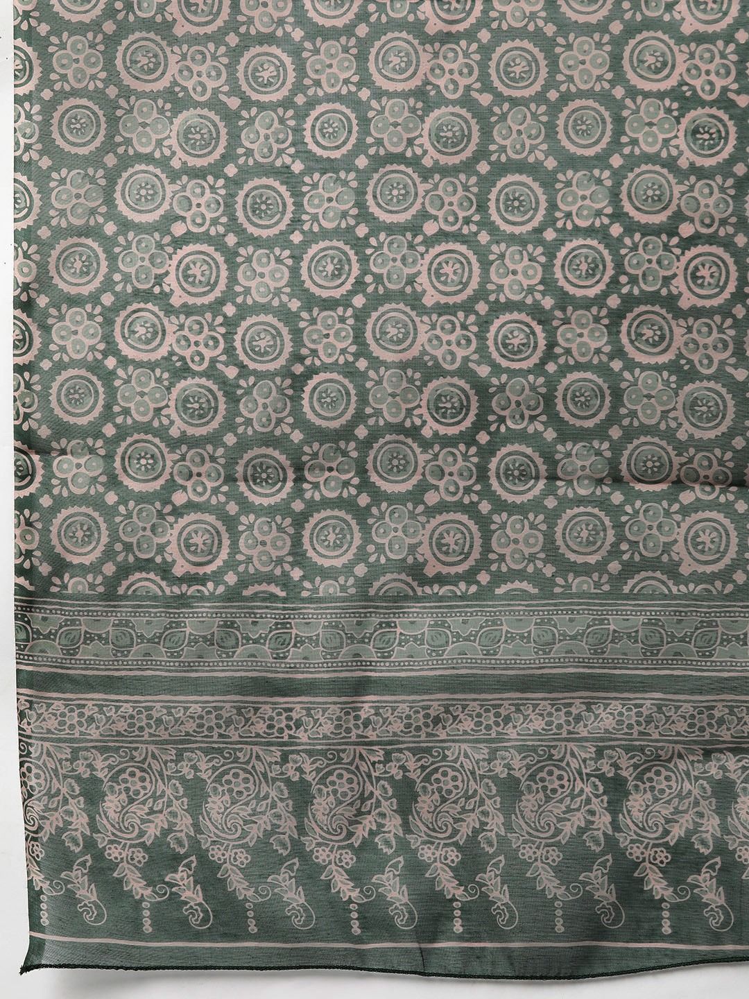 Straight Style Cotton Fabric Green Color Kurti Bottom & Dupatta - Image 4