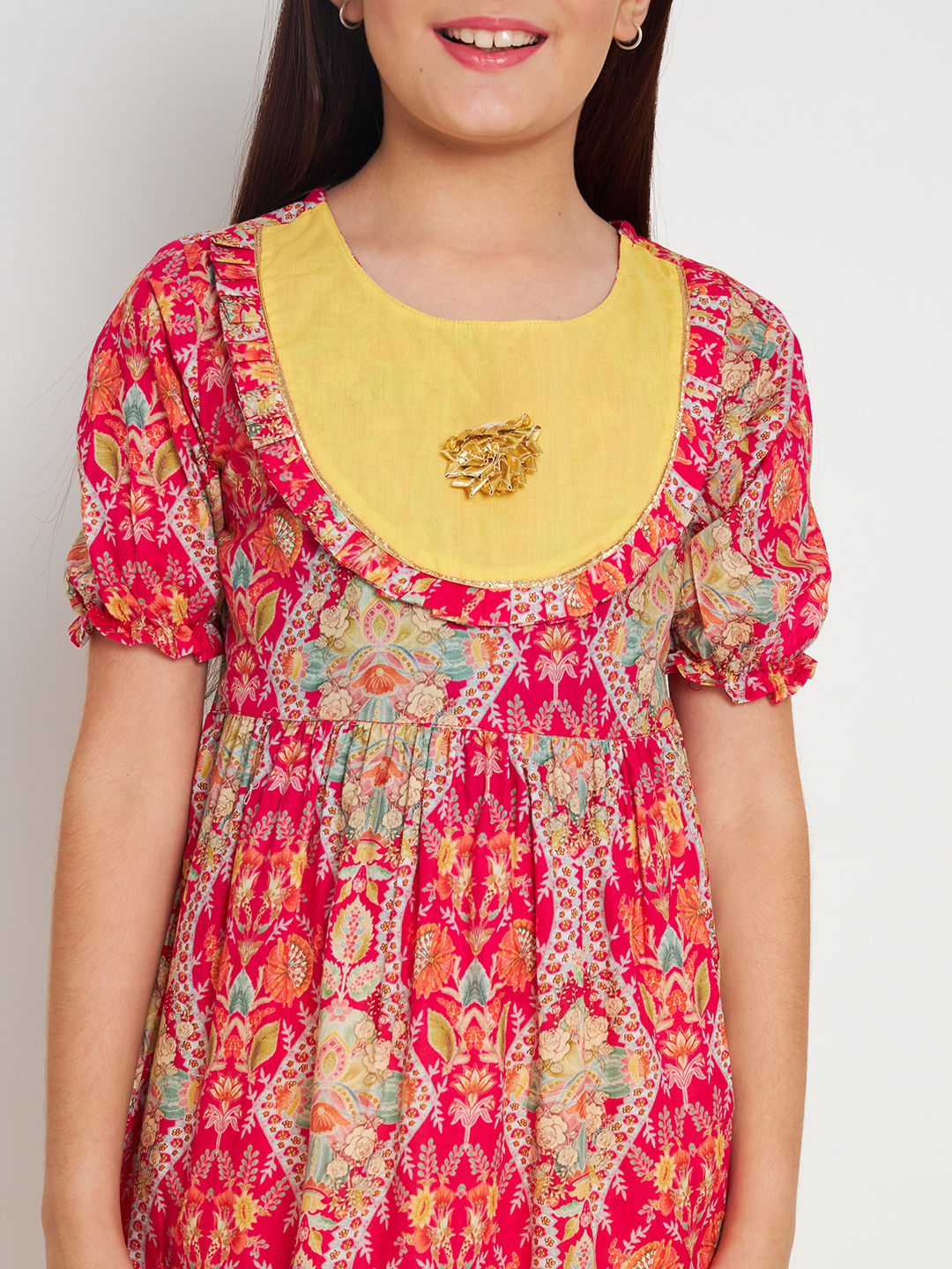 Frock Style Cotton Fabric Pink Color Kurti And Palazzo - Image 6