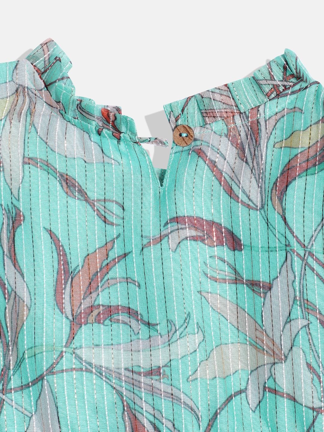 Frock Style Organza Fabric Sea Green Color Printed Frock With Pyjama - Image 6