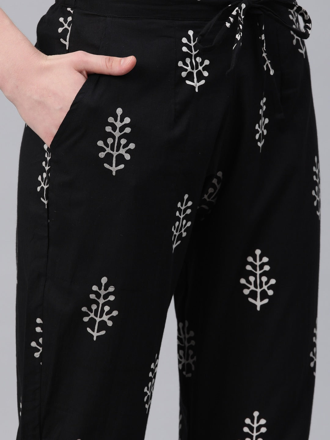Straight Style Cotton Fabric Black Color Kurti And Bottom & Dupatta - Image 5