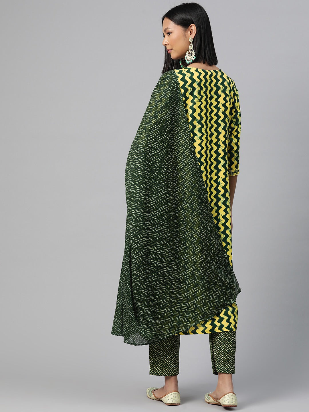 Straight Style Rayon Fabric Green Color Kurta And Bottom With Dupatta - Image 4