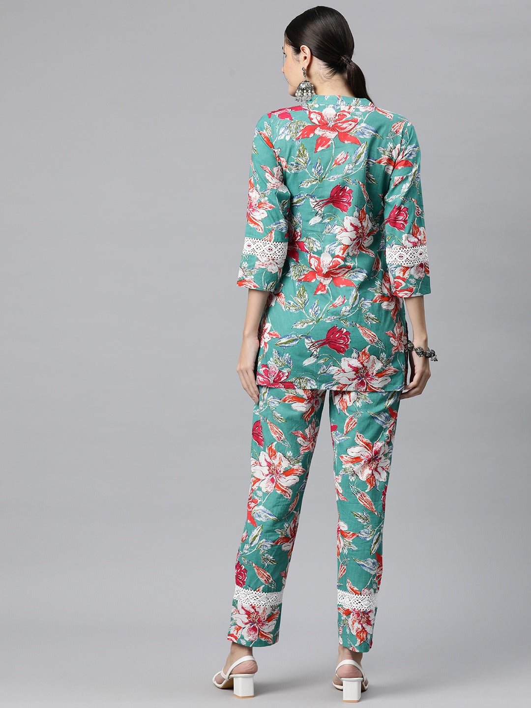 Cotton Floral Straight Kurta With Trouser - Image 5
