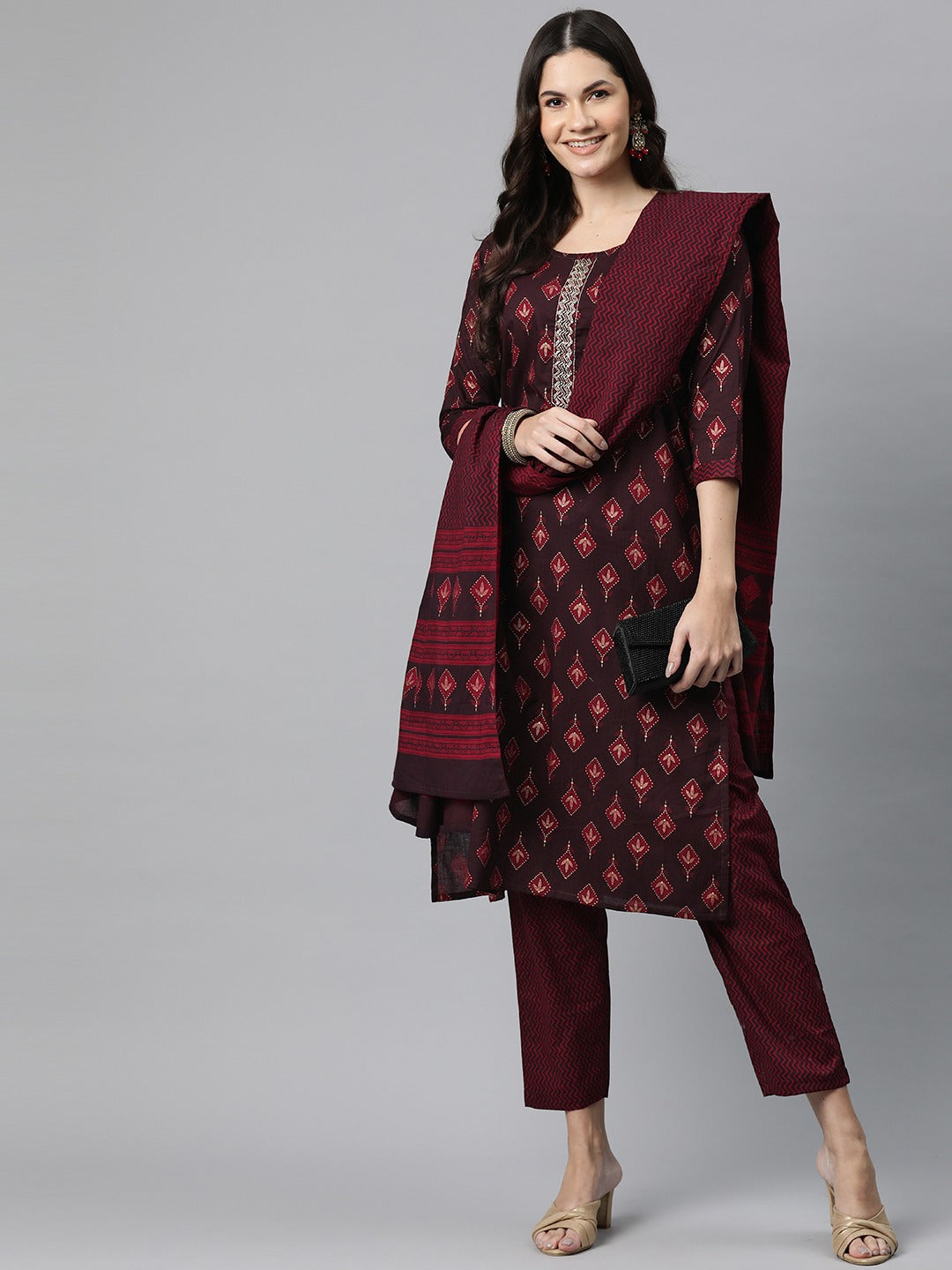 Cotton Printed Straight Kurta Pant And Dupatta - Image 2