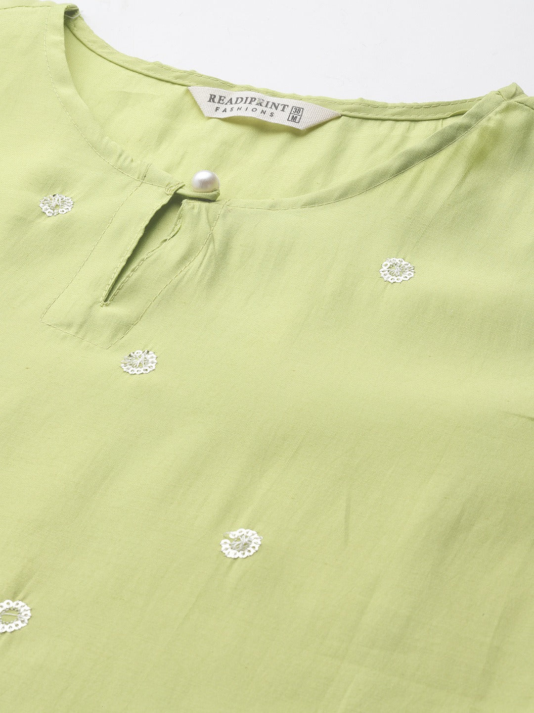 Straight Style Silk Fabric Green Color Kurta With Bottom And Dupatta - Image 5