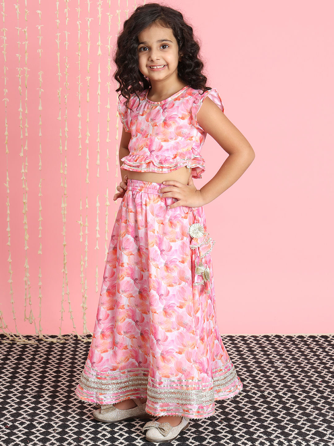 Straight Style Chinnon Fabric Pink Color Lehenga Choli - Image 4
