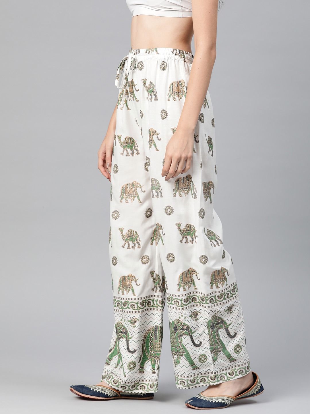 Straight Style Cotton Fabric White Color Palazzo - Image 3