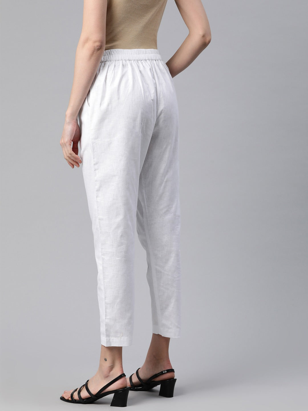 Linen Fabric White Color Regular Fit Palazzos - Image 3