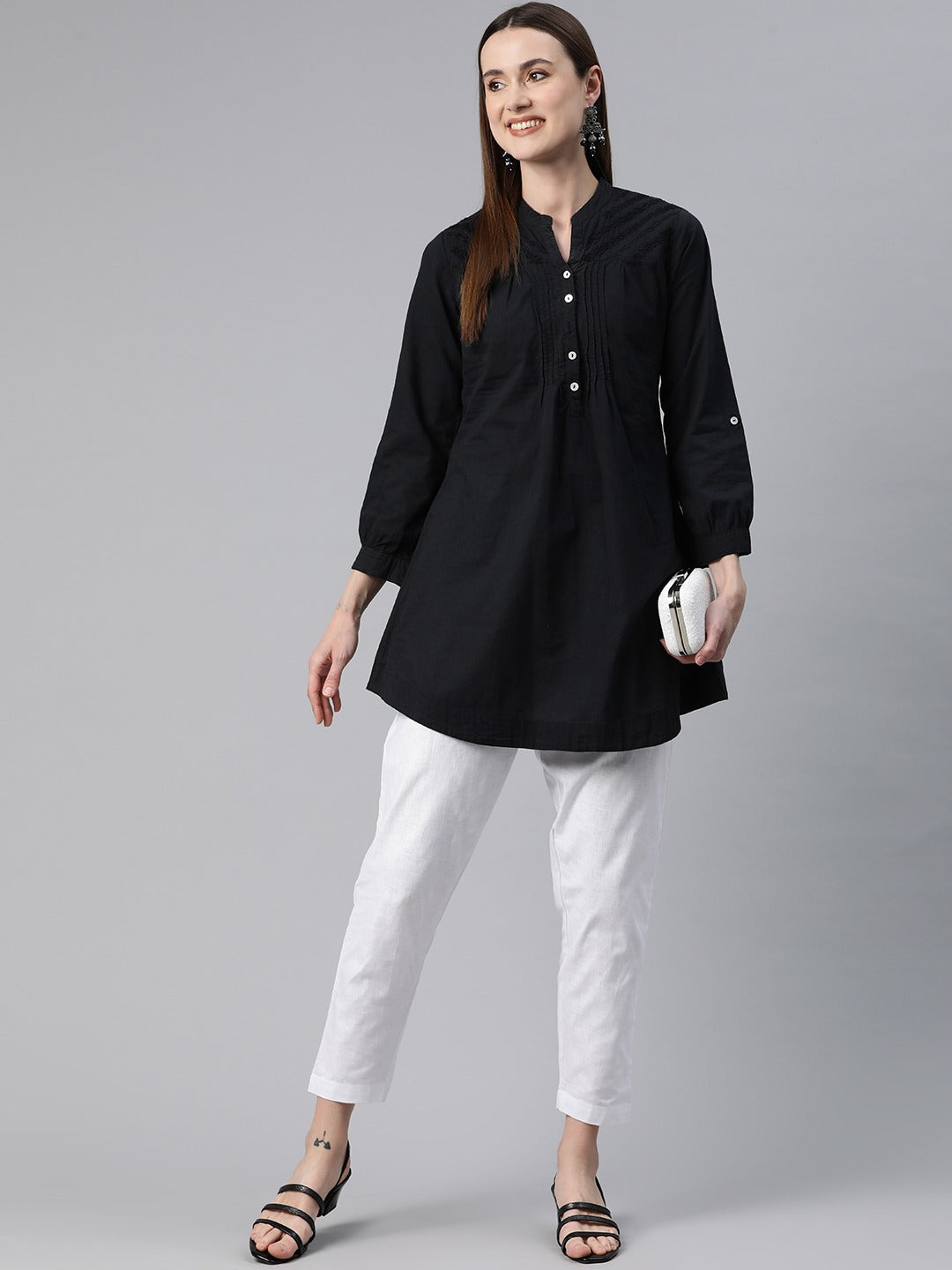 Linen Fabric White Color Regular Fit Palazzos - Image 4