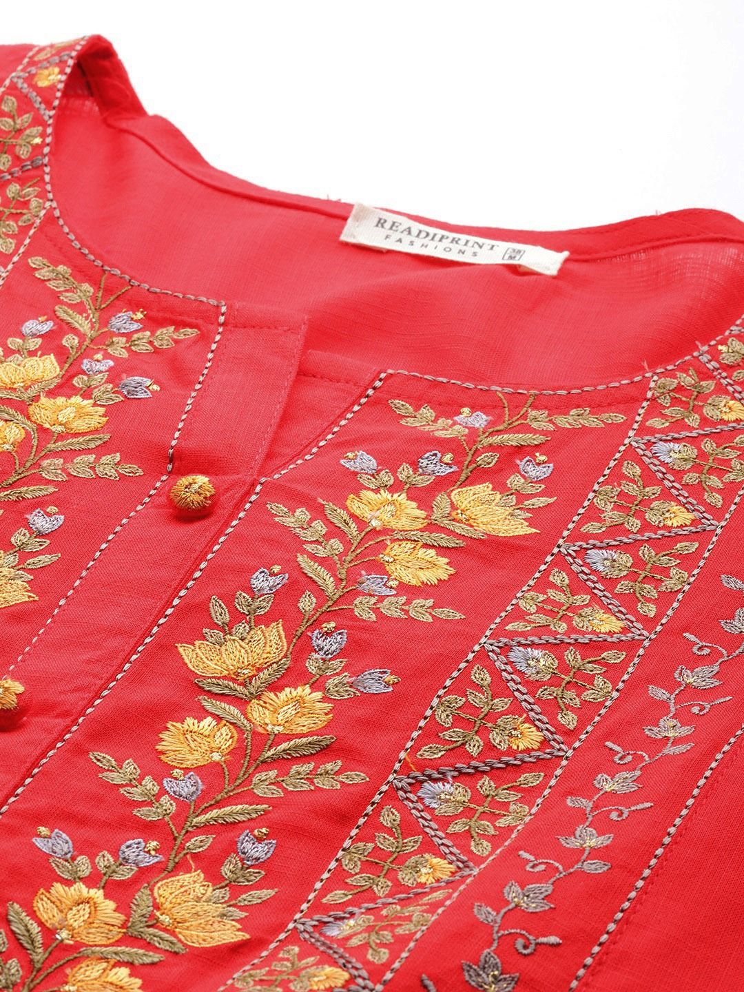 Naira Style Rayon Fabric Red Color Kurti - Image 2