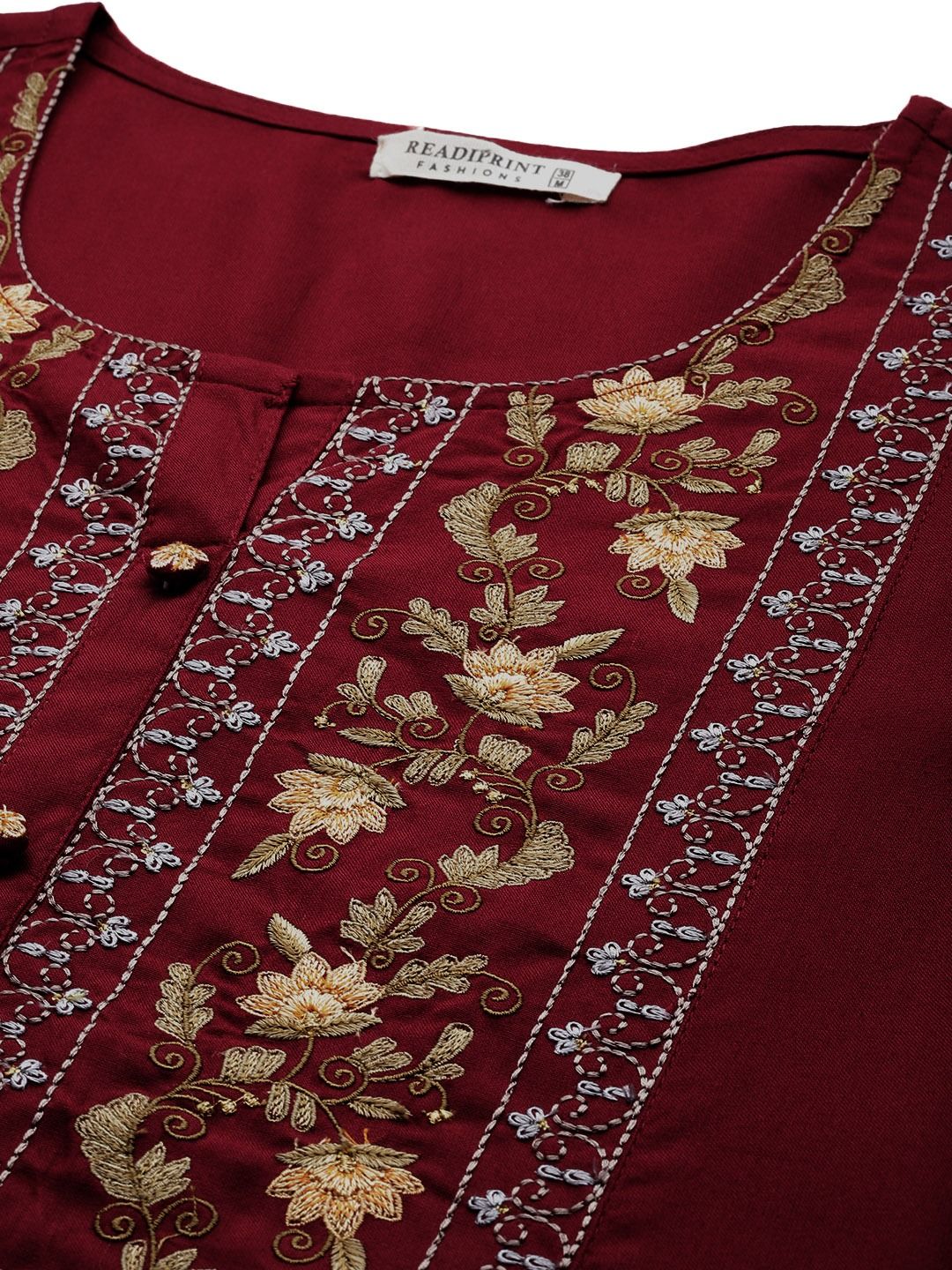 Naira Style Rayon Fabric Maroon Color Kurti - Image 2