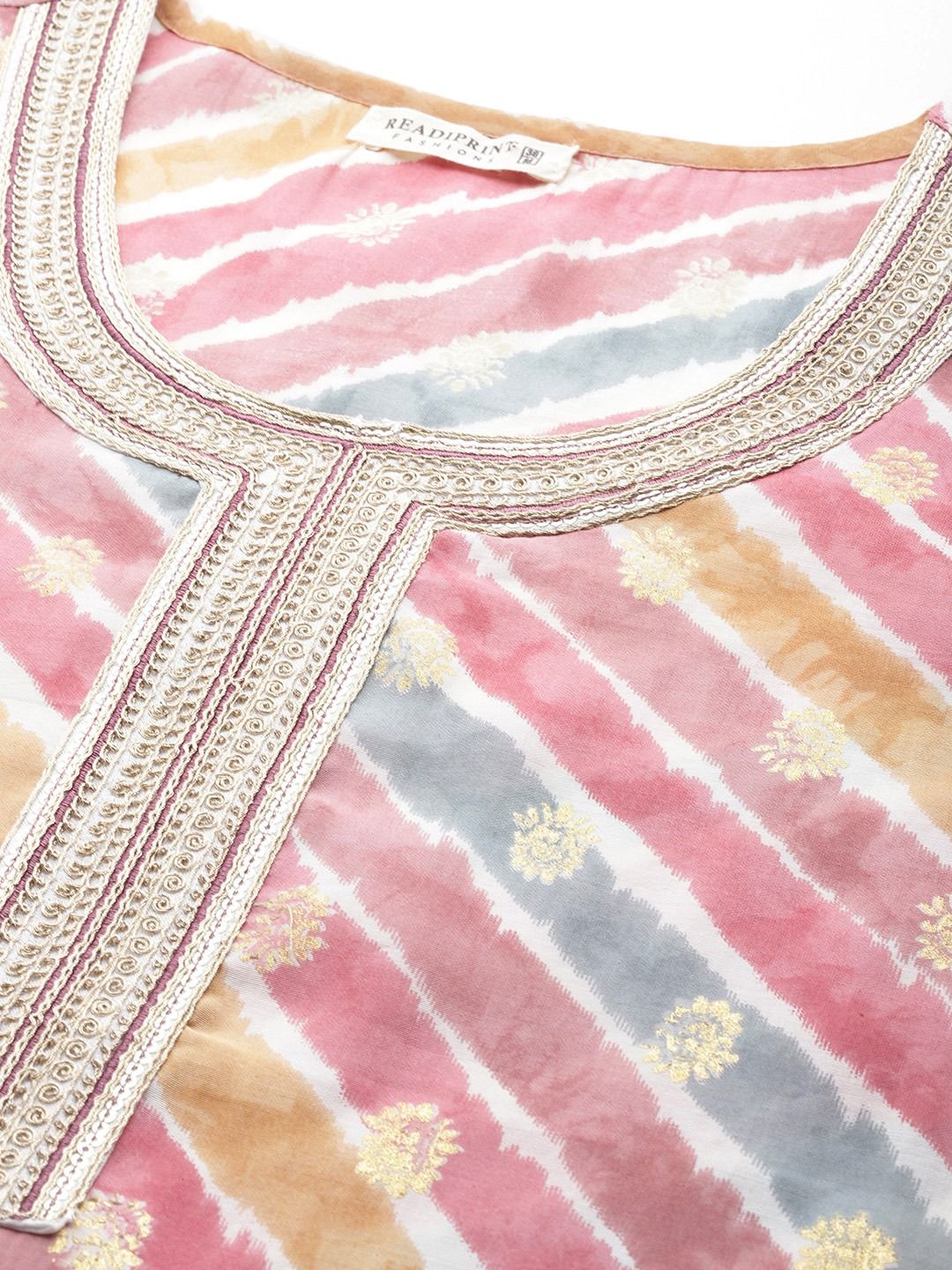 Straight Style Cotton Fabric Pink Color Kurti - Image 2