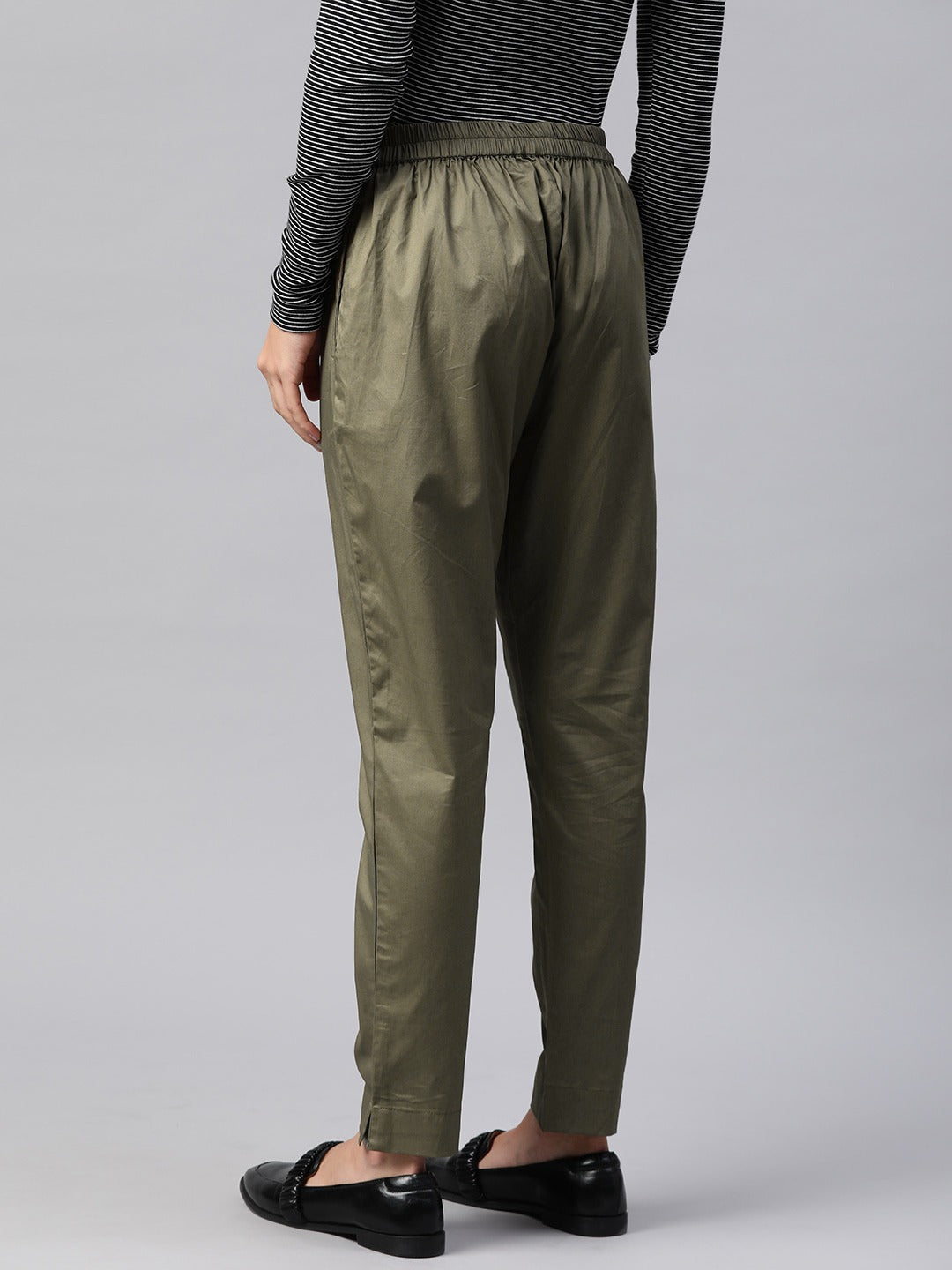 Cotton Lycra Fabric Olive Color Trouser - Image 4