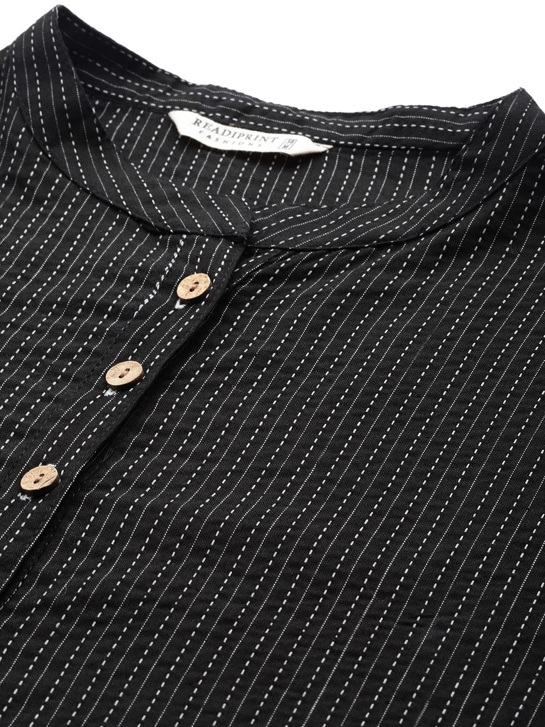 A Line Style Cotton Fabric Black Color Kurta - Image 5