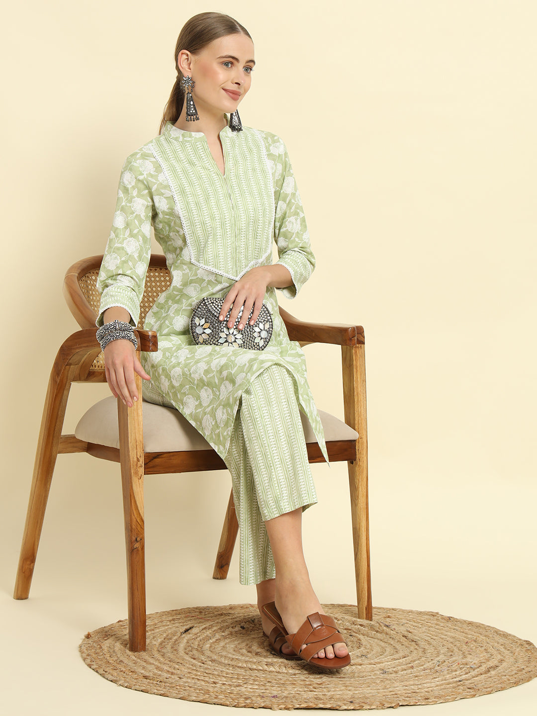 Cotton Printed Straight Kurta Set - Image 5