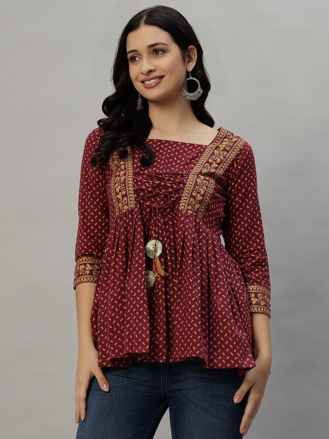 Cotton Printed Regular Top - Image 3