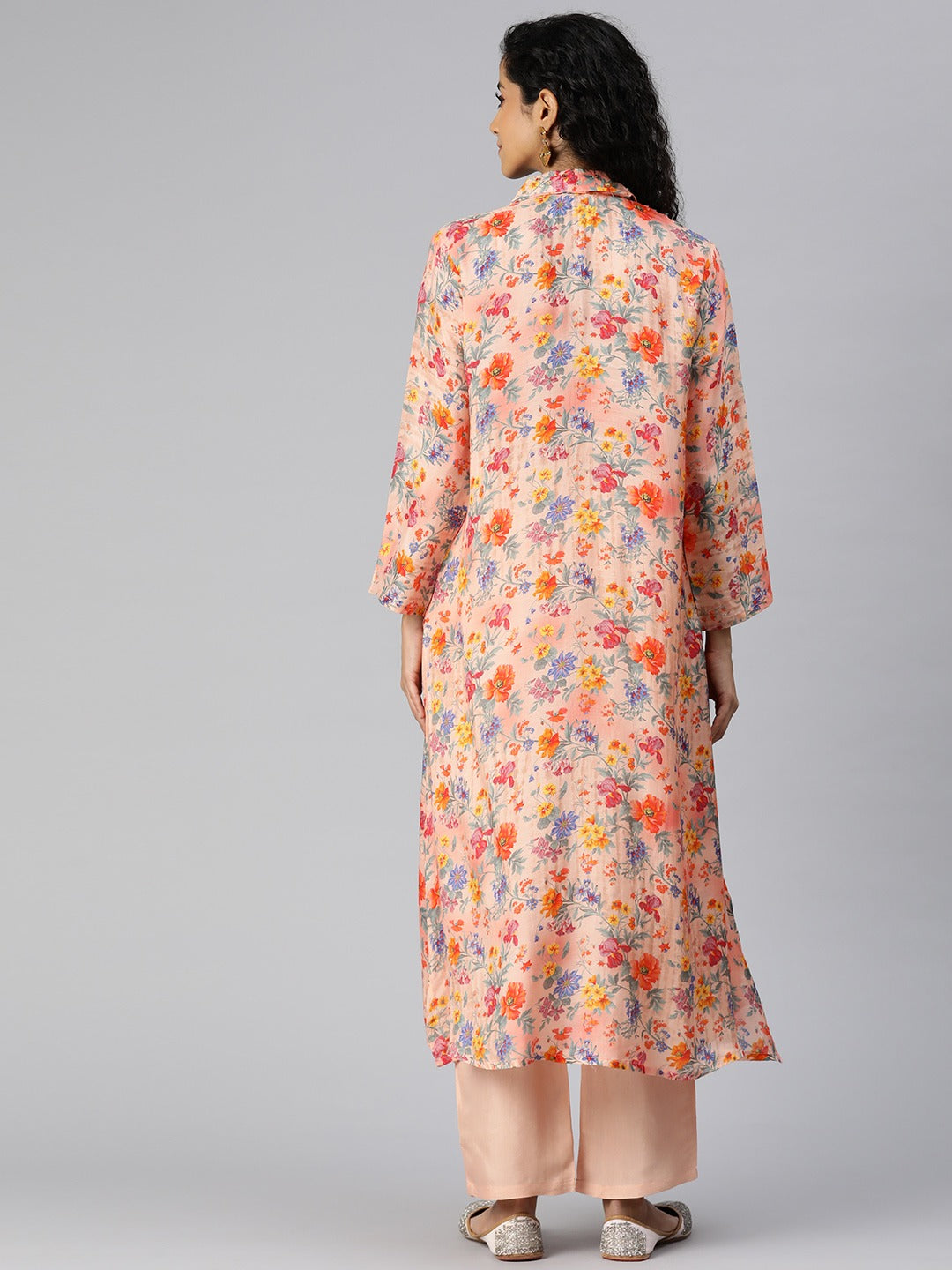 A Line Style Silk Fabric Pink Color Kurta And Bottom - Image 4