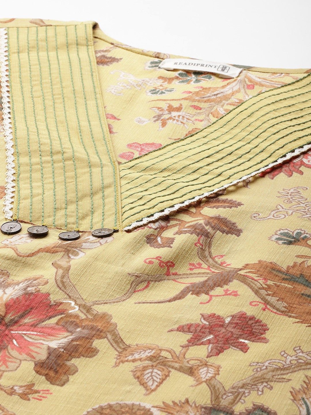 Straight Style Silk Fabric Mustard Color Kurta With Bottom - Image 2