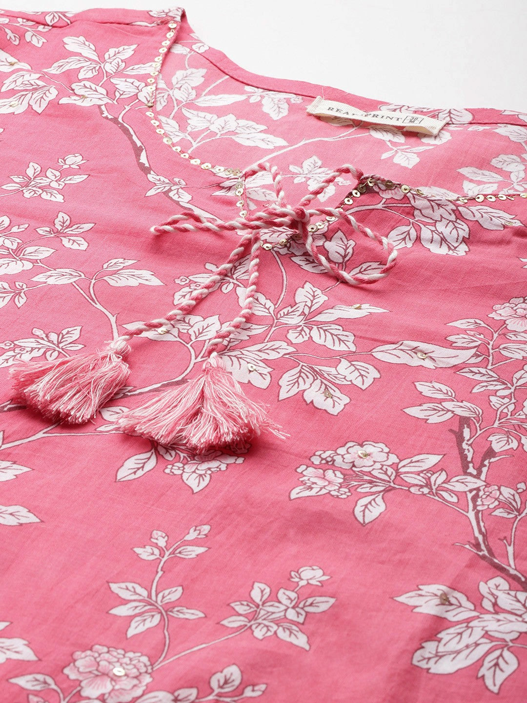 Straight Style Cotton Fabric Pink Color Kurta And Bottom With Dupatta - Image 2