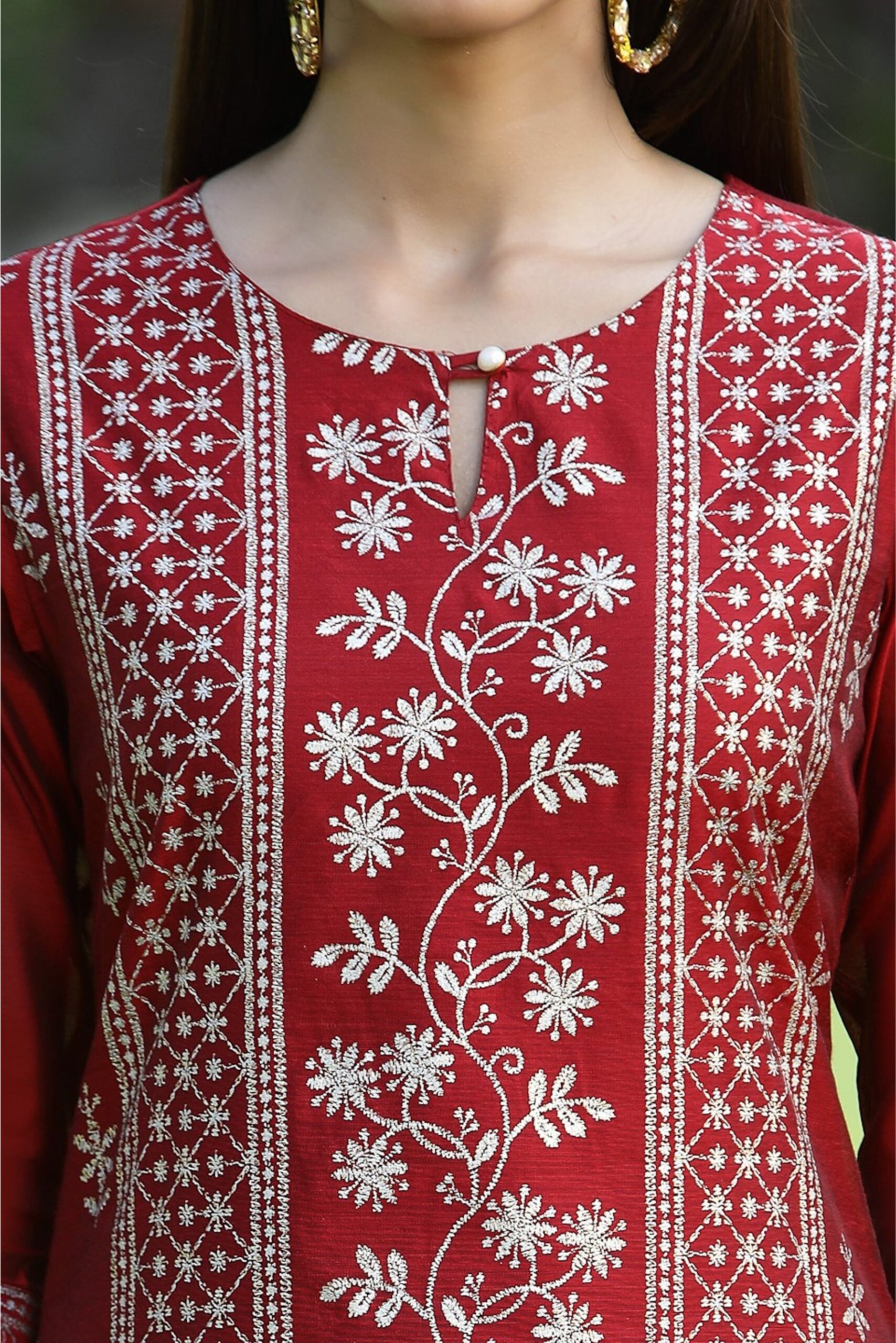 Maroon Modal Chanderi Printed Straight Kurta - Image 4